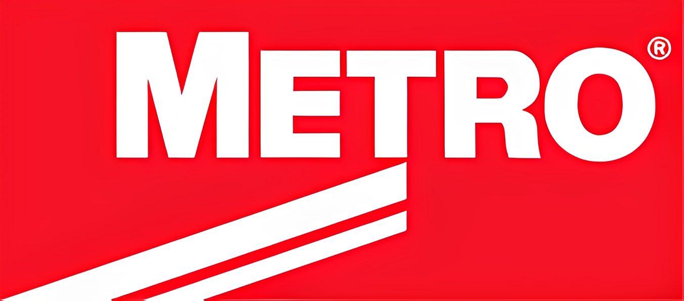 Red Metro logo with white text.